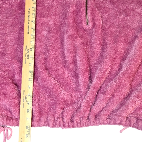 Free People Fuzzy Cropped Oversized Half Zip Soft Hoodie Pink Gray Large - Picture 7 of 11